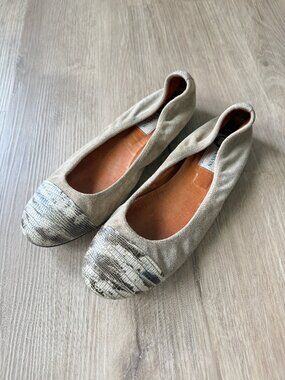 Lanvin Paris Suede Lizard Cap Toe Flat 39